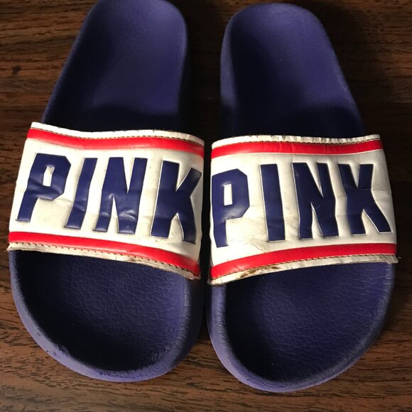 Victoria's Secret PINK red white and blue slides Women's Medium USED - Picture 3 of 5